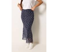 M&Co Women's Petite Polka Dot Mesh Maxi Skirt in Mid Navy | Size: 14 M&Co Mid Navy 14