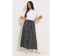 M&Co Women's Petite Polka Dot Tie Waist Maxi Skirt in Black | Size: 14 M&Co Black 14
