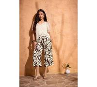 M&Co Women's Petite Printed Cropped Trousers in Dark Brown | Size: 18 M&Co Dark Brown 18