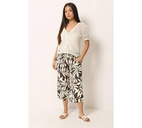 M&Co Women's Petite Printed Cropped Trousers in Dark Brown | Size: 18 M&Co Dark Brown 18