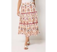 M&Co Women's Petite Printed Maxi Skirt in Off-White | Size: 12 M&Co Off-White 12