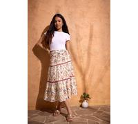 M&Co Petite Orange Abstract Print Maxi Skirt - Women's