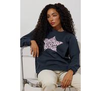 M&Co Petites Petite Blue Leopard Star Print Sweatshirt - Women's