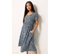 M&Co Women's Petite Printed V-Neck Midi Dress | Size: 16 M&Co Multicolor 16