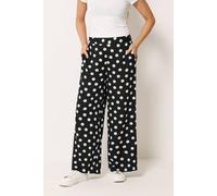 M&Co Women's Petite Printed Wide Leg Trousers in Black | Size: 10 M&Co Black 10