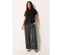 M&Co Women's Petite Printed Wide Leg Trousers in Black | Size: 16 M&Co Black 16