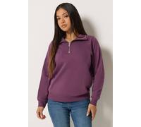 M&Co Women's Petite Quarter Zip Sweatshirt in Purple | Size: 16