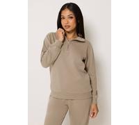 M&Co Women's Petite Quarter Zip Sweatshirt in Taupe | Size: 10 M&Co Taupe 10