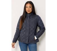 M&Co Women's Petite Quilted Jacket in Dark Navy | Size: 14