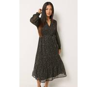 M&Co Women's Petite Abstract Spot Midi Dress in Black | Size: 18 M&Co Black 18