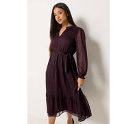 M&Co Women's Petite Ditsy Midi Dress in Purple | Size: 14 M&Co Purple 14