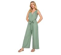 M&Co Womens Petite Sage Sleeveless Linen Jumpsuit - Women's Green
