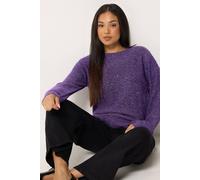 M&Co Women's Petite Sequin Crew Neck Jumper in Purple | Size: 8-10 M&Co Purple 8-10