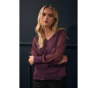 M&Co Women's Petite Sheer Chiffon Blouse in Purple | Size: 18 M&Co Purple 18