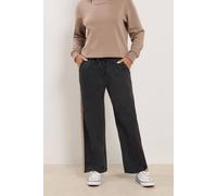 M&Co Women's Petite Side Stripe Wide Leg Joggers in Black | Size: 12 M&Co Black 12