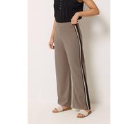 M&Co Women's Petite Side Stripe Trousers in Light Brown | Size: 16 M&Co Light Brown 16