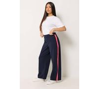 M&Co Petite Blue Side Stripe Wide Leg Trousers - Women's