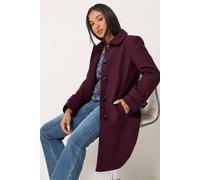 M&Co Women's Petite Single Breasted Midi Coat in Purple | Size: 14