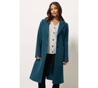 M&Co Women's Petite Single Breasted Tailored Coat in Teal | Size: 10
