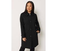 M&Co Women's Petite Single Breasted Trench Coat in Black | Size: 18