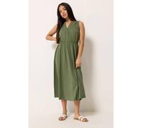 M&Co Women's Petite Sleeveless Cotton Midi Dress in Olive | Size: 12 M&Co Olive 12