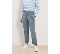 M&Co Women's Petite Straight Leg Cargo Trousers in Blue | Size: 14 M&Co Blue 14