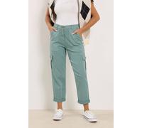 M&Co Women's Petite Straight Leg Cargo Trousers in Teal | Size: 16 M&Co Teal 16