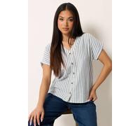 M&Co Women's Petite Stripe Blouse in Light Blue | Size: 12 M&Co Light Blue 12