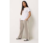M&Co Women's Petite Stripe Cotton Joggers in Taupe | Size: 16 M&Co Taupe 16