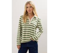 M&Co Women's Petite Stripe Cotton Polo Shirt in Green | Size: 18 M&Co Green 18