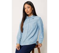 M&Co Women's Petite Stripe Shirt in Blue | Size: 14