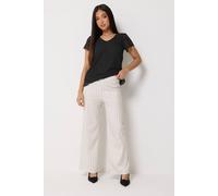 M&Co Women's Petite Stripe Wide Leg Trousers in Ivory | Size: 12 M&Co Ivory 12