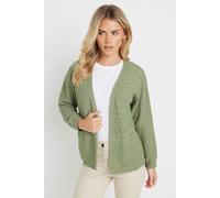 M&Co Women's Petite Tape Yarn Cardigan in Light Khaki | Size: 16-18 M&Co Light Khaki 16-18