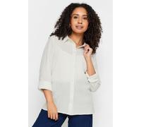 M&Co Women's Petite Textured Tab Sleeve Shirt in White | Size: 18 M&Co White 18