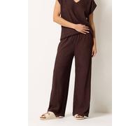 M&Co Women's Petite Textured Wide Leg Trousers in Brown | Size: 10 M&Co Brown 10