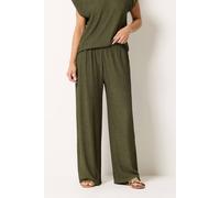 M&Co Women's Petite Textured Wide Leg Trousers in Olive | Size: 14 M&Co Olive 14