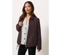 M&Co Women's Petite Tie Hem Bomber Jacket in Dark Brown | Size: 16