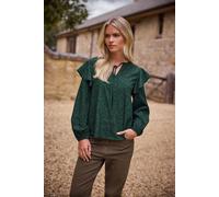 M&Co Women's Petite Tie Neck Blouse in Green | Size: 16 M&Co Green 16