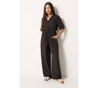 M&Co Petite Brown Tie Waist Jumpsuit - Women's