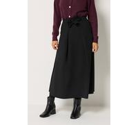 M&Co Women's Petite Tie Waist Midi Skirt in Black | Size: 10