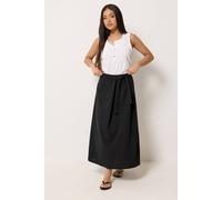 M&Co Women's Petite Tie Waist Midi Skirt in Black | Size: 16