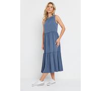 M&Co Petites Petite Acid Wash Tiered Dress - Women's Blue