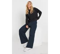 M&Co Women's Petite Wide Leg Joggers in Blue | Size: 10 M&Co Blue 10
