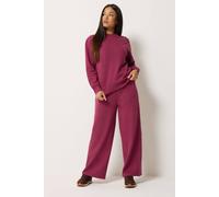 M&Co Women's Petite Wide Leg Joggers in Dark Red | Size: 10 M&Co Dark Red 10