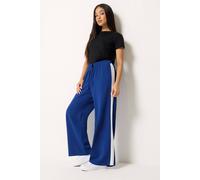 M&Co Women's Petite Wide Leg Side Stripe Trousers in Cobalt | Size: 16 M&Co Cobalt 16
