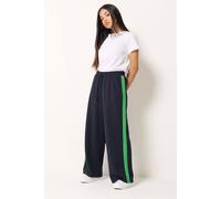 M&Co Women's Petite Wide Leg Side Stripe Trousers in Dark Navy | Size: 12 M&Co Dark Navy 12