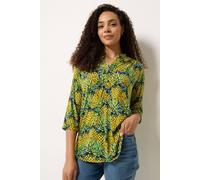 M&Co Women's Pineapple Half Placket Shirt | Size: 8 M&Co Multicolor 8