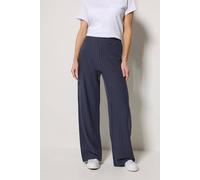 M&Co Women's Pinstripe Wide Leg Trousers in Mid Navy | Size: 10S M&Co Mid Navy 10S