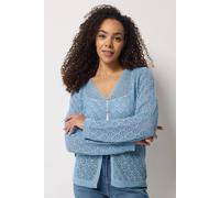M&Co Women's Pointelle Detail Cardigan in Light Blue | Size: 14-16 M&Co Light Blue 14-16