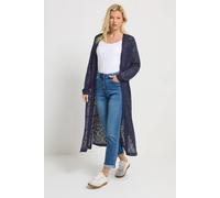 M&Co Women's Pointelle Longline Cardigan in Mid Navy | Size: 10-12 M&Co Mid Navy 10-12